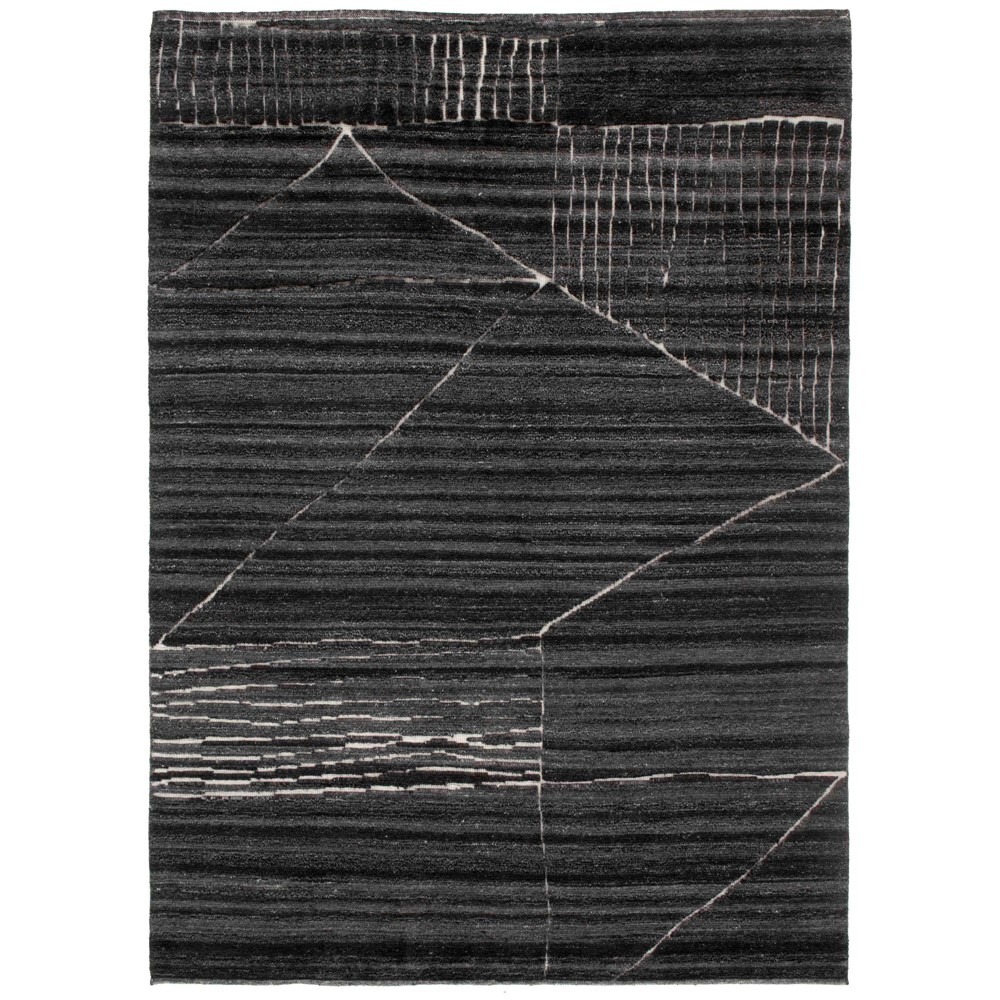 Landscape Fields Textured Wool Rug in Charcoal Grey